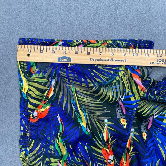 Native Youth Swim Trunks Shorts Mens 32 Blue Tropical Macaw Parrot Bird Pockets - Picture 11 of 14